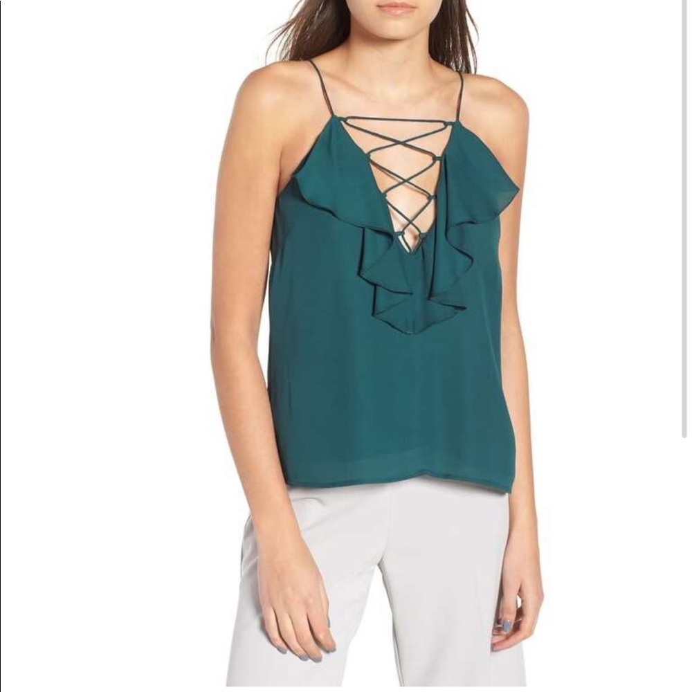 NWT Wayf green tank with laced up neckline
